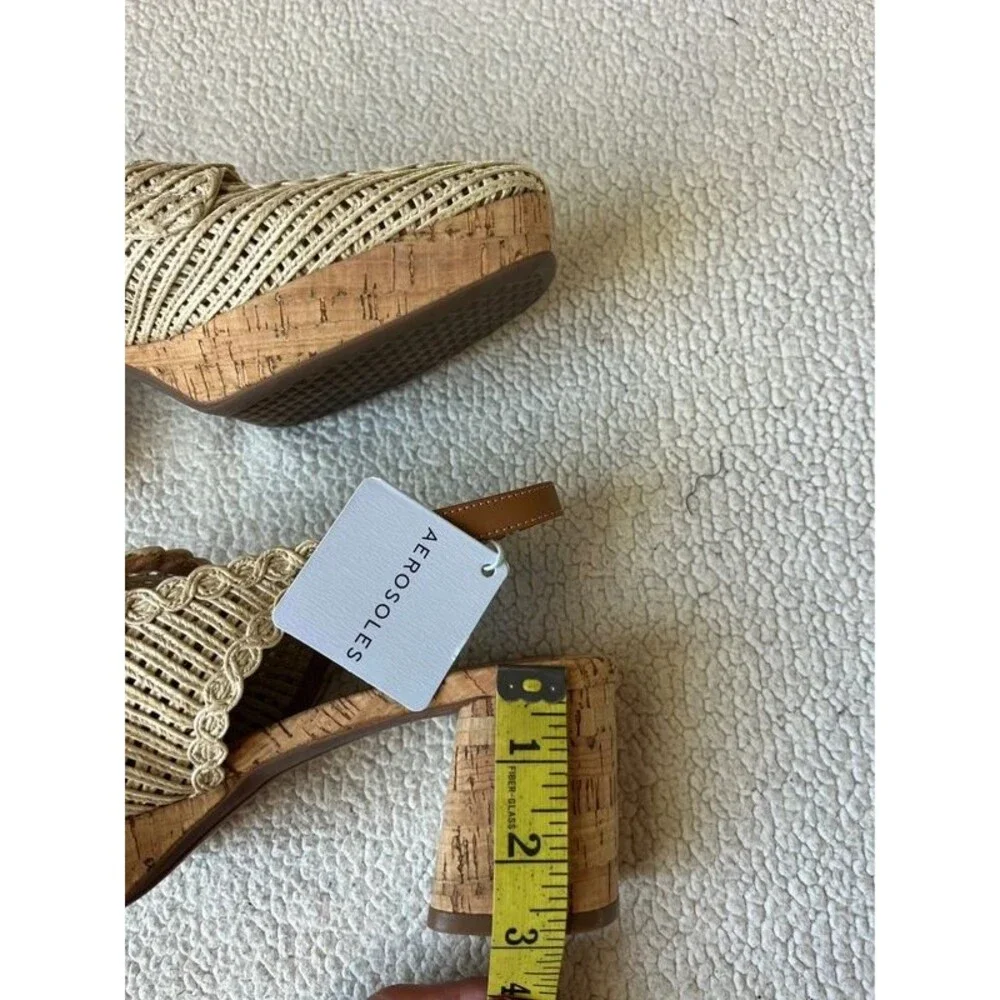 NWT Aerosoles Santina Platform Pumps Natural Raffia Fabric Womens 10